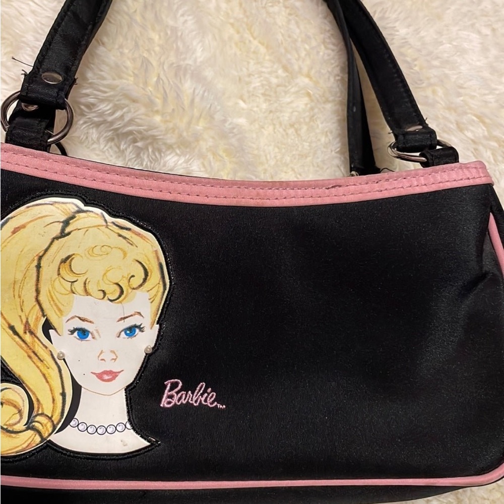 Vintage. Barbie Black Shoulder Bag with Pink Trim